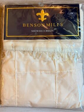 Benson Mills Cream Shower Curtain with Beaded Trim Vintage new in package